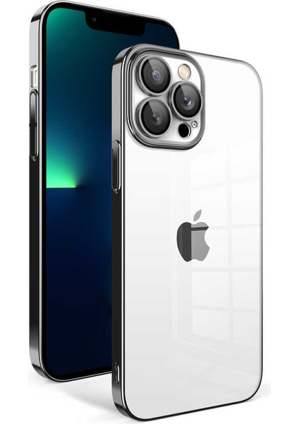 Apple iPhone 13 Pro Max Kılıf Kamera Korumalı Renkli Çerçeveli Ardx Garaj Kapak-Siyah
