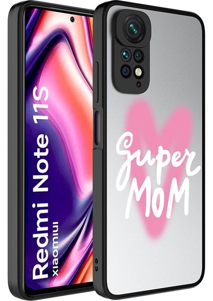 Xiaomi Redmi Note 11 Global Kılıf Aynalı Desenli Kamera Korumalı Parlak Ardx Mirror Kapak-Süper Anne