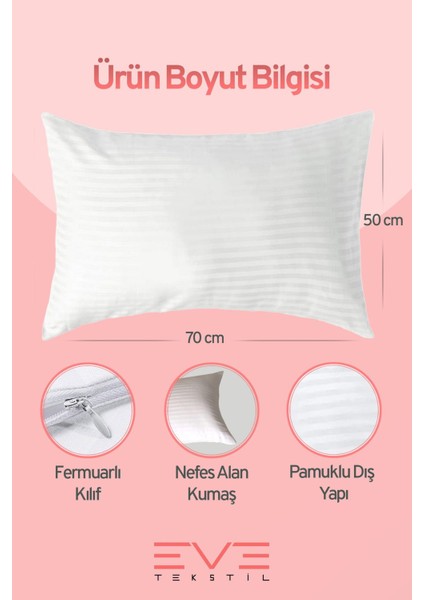 10 Adet Çizgili Saten Fermuarlı Antialerjik Yıkanabilir Silikon Elyaf Yüksek Dolgulu Yastık 900 gr modelleri