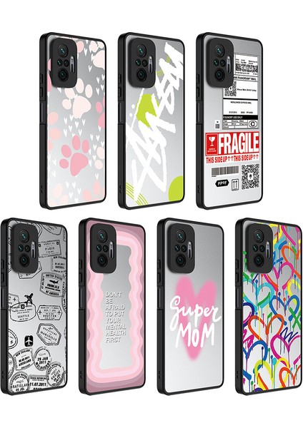 Xiaomi Redmi Note 10 Pro Kılıf Aynalı Desenli Kamera Korumalı Parlak Ardx Mirror Kapak-Kalp