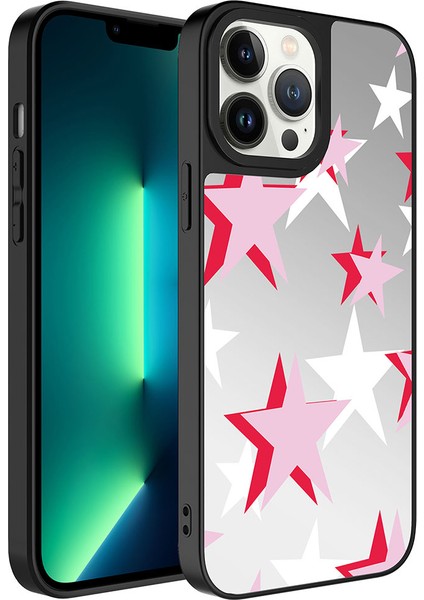 Apple iPhone 13 Pro Max Kılıf Aynalı Desenli Kamera Korumalı Parlak Ardx Mirror Kapak-Yıldız