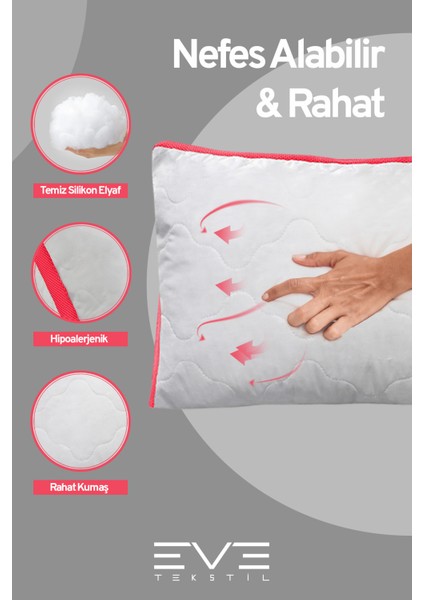 8 Adet Klimax Pembe Serisi Kılıflı Fermuarlı Klimali Antialerjik Silikon Nano Elyaf Yastık 50 x 70 cm fırsatları