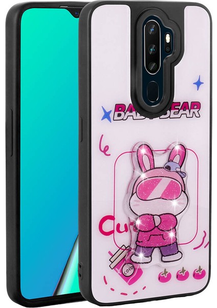 Oppo A9 2020 Kılıf Parlayan Kabartmalı Ikonik Figürlü Ardx Amas Silikon Kapak-Beyaz