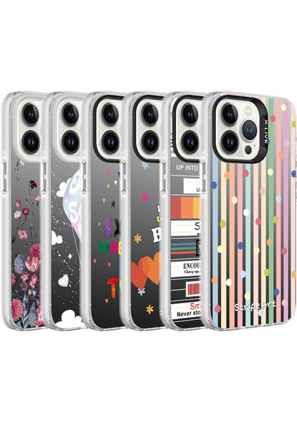 Apple iPhone 13 Pro Max Kılıf Desenli Ardx Silver Sert Kapak-Çiçek