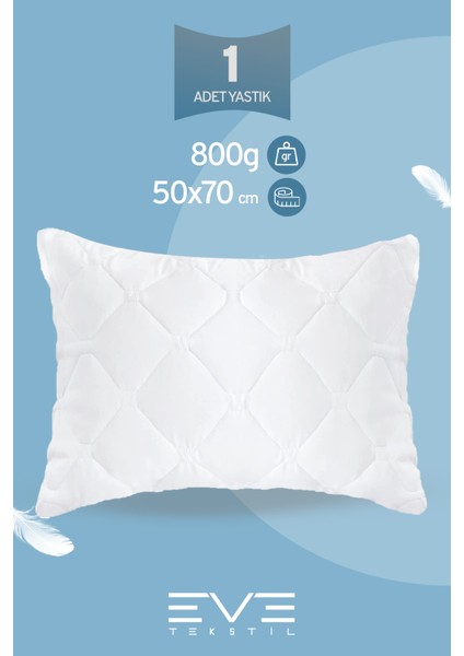 Antialerjik Vakumlu Fermuarlı Yıkanabilir Diamon Plus Kapitone Yastık 50 x 70 cm 800 gr