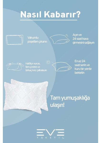 Antialerjik Vakumlu Fermuarlı Yıkanabilir Diamon Plus Kapitone Yastık 50 x 70 cm 800 gr
