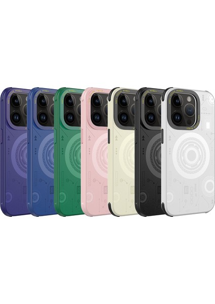 Apple iPhone 14 Pro Kılıf Ardx Wireless Şarj Özellikli Desenli Hot Kapak-Derin Mor
