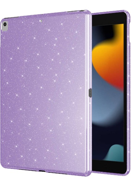 Apple iPad 10.2 (8 Nesil) Simli Parlak Görünümlü Uyumlu Zore Tablet Koton Kılıf-Gümüş