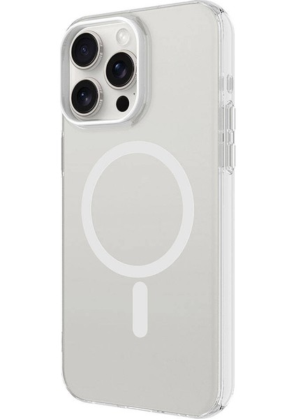 Apple iPhone 15 Pro Max Kılıf Ardx Magsafe Şarj Özellikli Buzlu Transparan C-Pro Sert Kapak-Derin Mor