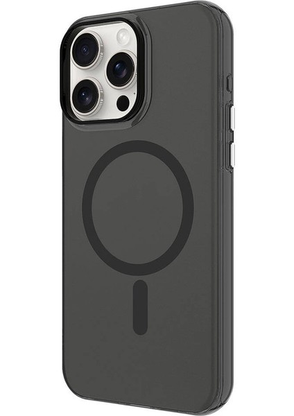 Apple iPhone 15 Pro Max Kılıf Ardx Magsafe Şarj Özellikli Buzlu Transparan C-Pro Sert Kapak-Derin Mor