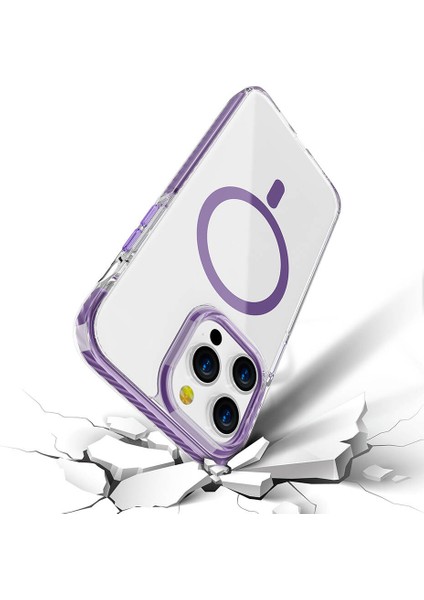 Apple iPhone 15 Pro Max Kılıf Magsafe Şarj Özellikli Airbagli Takılabilir Askı Aparatlı Ardx Nana Kapak-Pembe