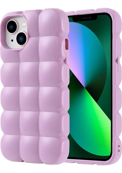 Apple iPhone 14 Kılıf Parlak Esnek Silikon Ardx Dom Dom Kapak-Lila
