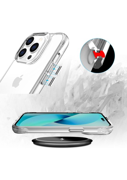 Apple iPhone 13 Pro Kılıf Ardx Şeffaf Ultra Ince Airbag Tasarımlı Okka Kapak-Renksiz