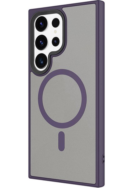 Galaxy S24 Ultra Kılıf Sert Pc Arka Yüzey Wireless Şarj Özellikli Ardx Flet Magsafe Kapak-Lila modelleri