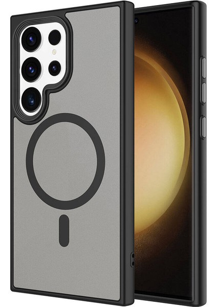 Galaxy S24 Ultra Kılıf Sert Pc Arka Yüzey Wireless Şarj Özellikli Ardx Flet Magsafe Kapak-Siyah