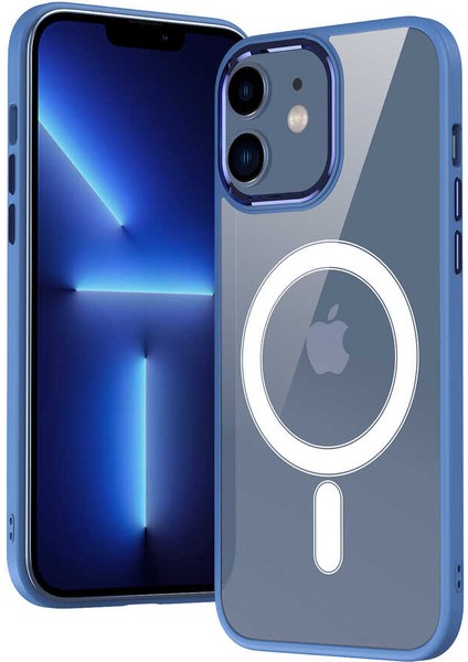 Apple iPhone 12 Uyumlu Wireless Şarj Özellikli Ardx Krom Magsafe Silikon Kapak-Siyah
