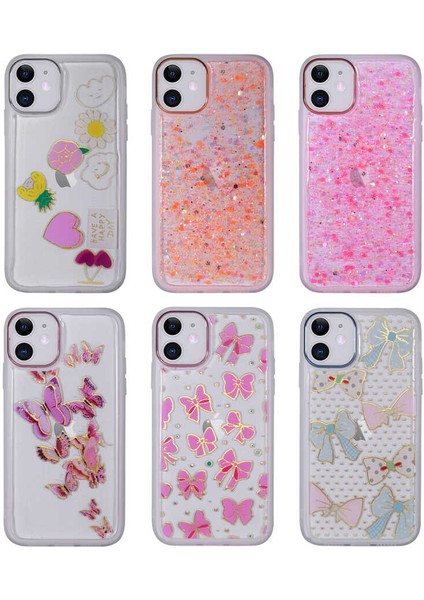 Apple iPhone 11 Kılıf Figürlü Desenli Işıltılı Sert Ardx Sos Kapak-No6