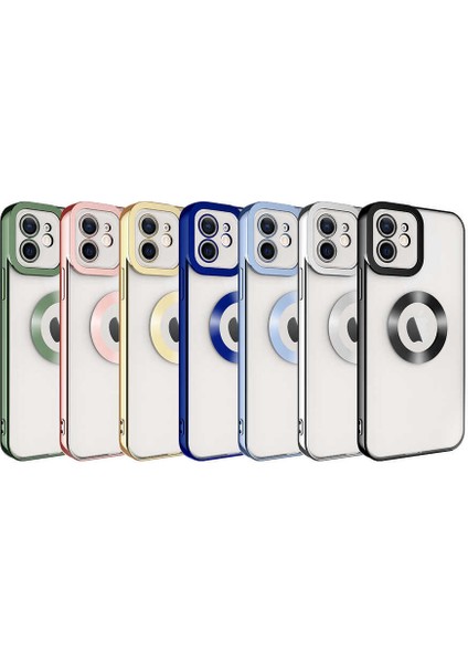 Apple iPhone 12 Kılıf Kamera Korumalı Logo Gösteren Ardx Omega Kapak-Gümüş