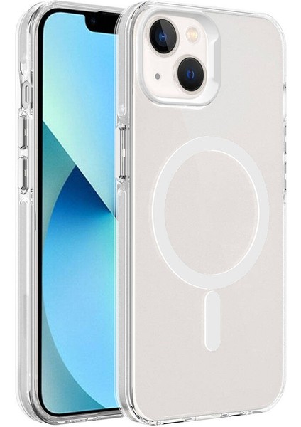 Apple iPhone 15 Plus Kılıf Ardx Magsafe Şarj Özellikli Buzlu Transparan C-Pro Sert Kapak-Renksiz