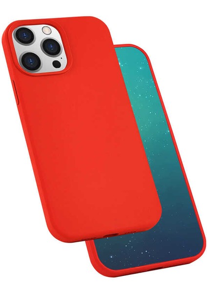Apple iPhone 13 Pro Max Kılıf Ardx Silk Silikon-Kırmızı