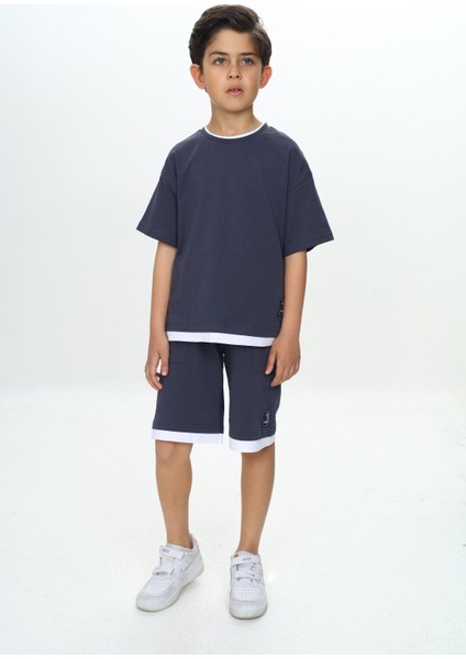 Erkek Çocuk Yazı Armalı Şortlu Takım