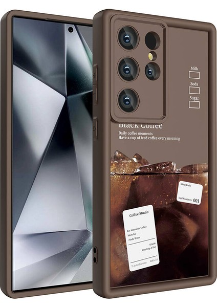 Samsung Galaxy S23 Ultra Kılıf Kamera Korumalı Baskılı Arka Yüzey Ardx Klas Kapak-Koyu Kahve