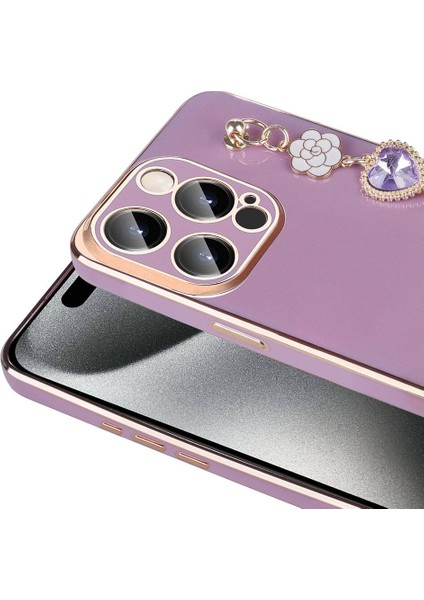 Apple iPhone 15 Pro Max Kılıf El Tutamaçlı Kamera Korumalı Ardx Taka Silikon Kapak-Pembe