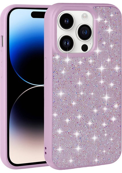 Apple iPhone 14 Pro Max Kılıf Parlak Taşlı Tasarım Ardx Pırlanta Kapak-Pembe