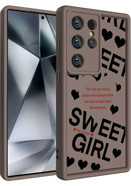 Samsung Galaxy S23 Ultra Kılıf Kamera Korumalı Baskılı Arka Yüzey Ardx Klas Kapak-Açık Kahve