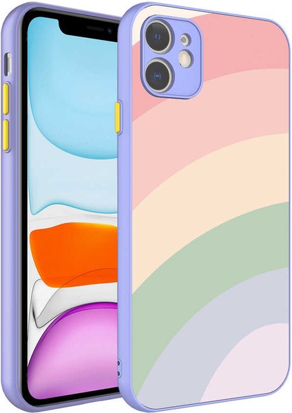 Apple iPhone 11 Kılıf Kamera Korumalı Renkli Temperli Ardx X-Cam KAPAK-NO14