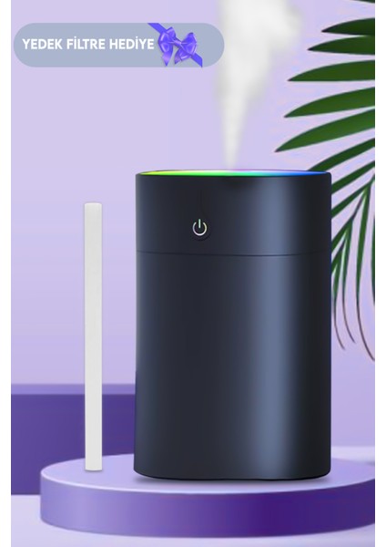 400 ml Ultrasonik Hava Nemlendirici ve Aroma Difüzörü- LED Işıklı Buhar Makinesi Siyah