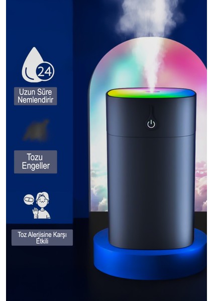 400 ml Ultrasonik Hava Nemlendirici ve Aroma Difüzörü- LED Işıklı Buhar Makinesi Siyah