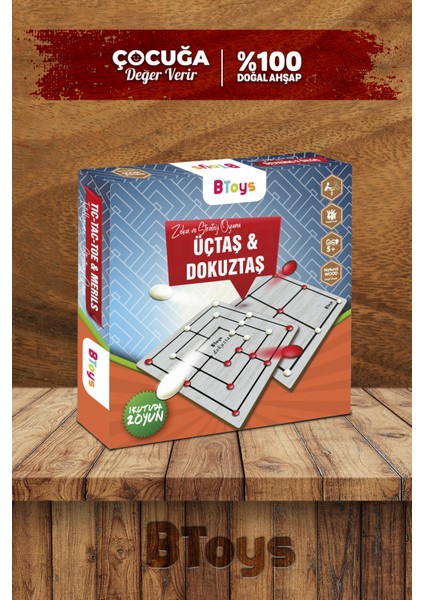 Üçtaş & Dokuztaş - Ahşap Zeka Ve Strateji Oyunu