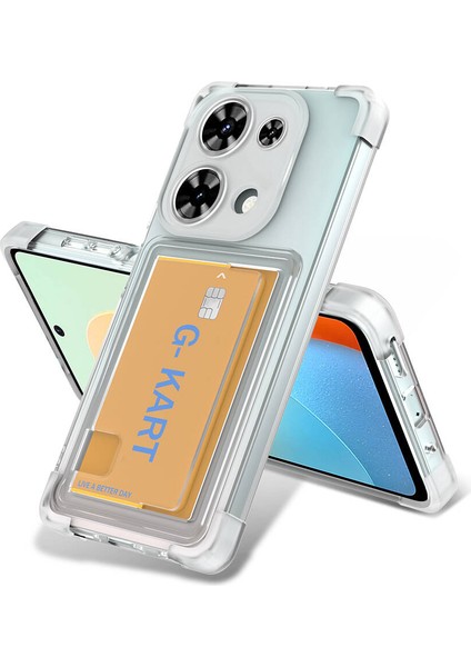 Xiaomi Redmi Note 13 Pro 4g Kılıf Airbag Tasarımlı Şeffaf Kartlıklı Ardx G-Kart Kapak-Renksiz