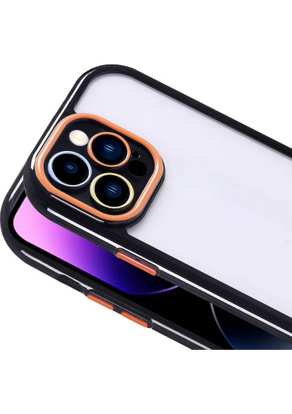 Apple iPhone 14 Pro Max Kılıf Kamera Korumalı Renkli Kenar ve Çerçeve Tasarımlı Ardx Vitamin Kapak-Siyah
