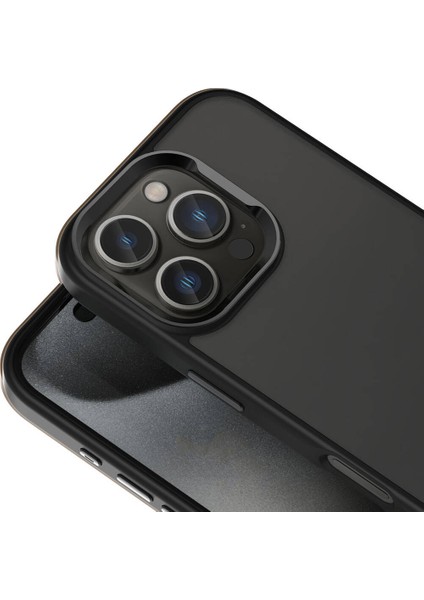 Apple iPhone 16 Pro Max Kılıf Magsafe Şarj Özellikli Parlak Kamera Çerçeveli Ardx Kost Kapak-Siyah