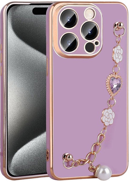 Apple iPhone 15 Pro Max Kılıf El Tutamaçlı Kamera Korumalı Ardx Taka Silikon Kapak-Mor