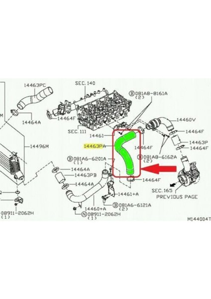 Nissan Navara NP300 D22 D40 2.5 Dcı Için Intercooler Boru Turbo Hortumu 14463EB71A 14463EC01A (Yurt Dışından)