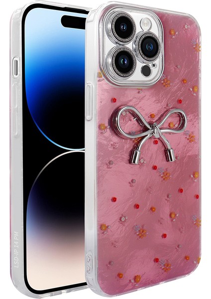 Apple iPhone 14 Pro Max Kılıf Kamera Korumalı Figürlü Ardx Ponti Silikon Kapak - Açık Pembe