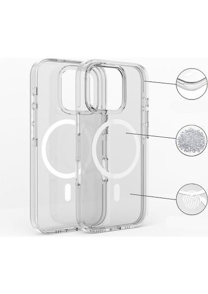 Apple iPhone 16 Pro Kılıf Magsafe Şarj Özellikli Kamera Korumalı Ardx Kripto Kapak-Şeffaf