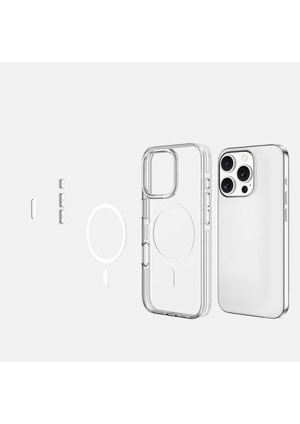 Apple iPhone 16 Pro Kılıf Magsafe Şarj Özellikli Kamera Korumalı Ardx Kripto Kapak-Şeffaf