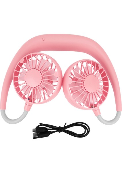Taşınabilir Mini USB Şarj Edilebilir Boyun Fanı 3 Hızlı Renkli Işık (Yurt Dışından)