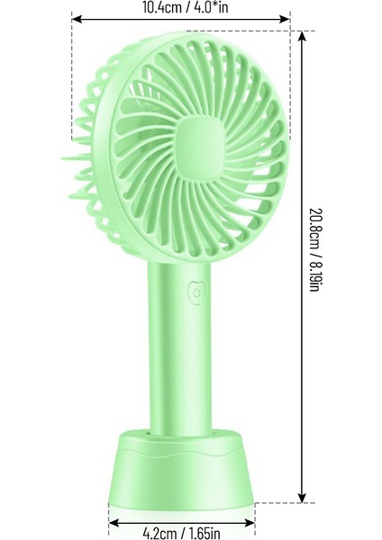 Taşınabilir Mini Fan 3 Hız 1200MAH USB Şarj Edilebilir Yeşil (Yurt Dışından)