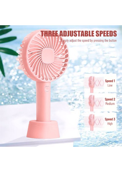 Taşınabilir Mini Fan 3 Hızlı 1200MAH Şarj Edilebilir Pembe (Yurt Dışından)