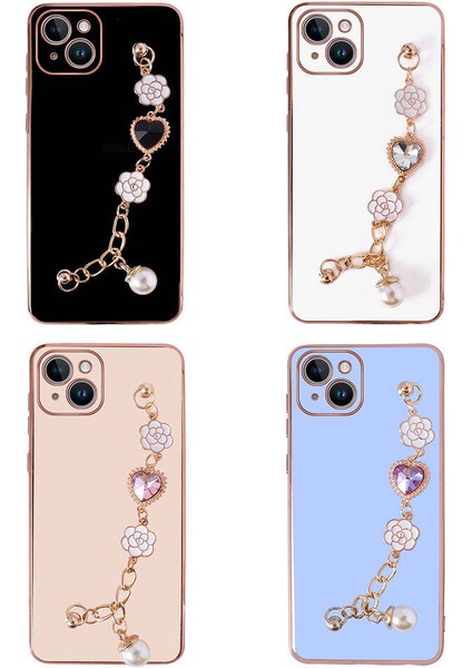 Apple iPhone 15 Plus Kılıf El Tutamaçlı Kamera Korumalı Ardx Taka Silikon Kapak-Beyaz