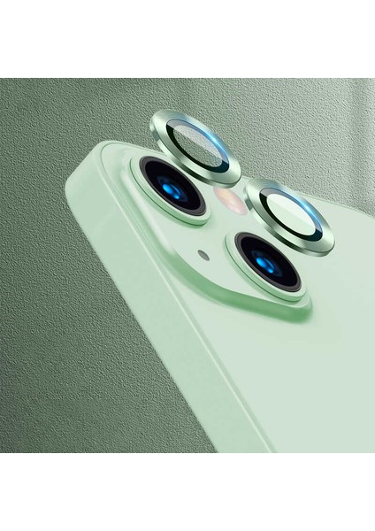 Apple iPhone 13 Mini Uyumlu Akav Cl-07 Kamera Lens Koruyucu-Açık Yeşil