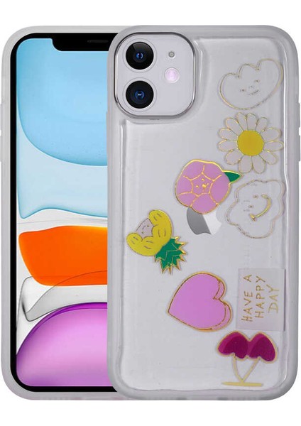 Apple iPhone 11 Kılıf Figürlü Desenli Işıltılı Sert Ardx Sos Kapak-No3