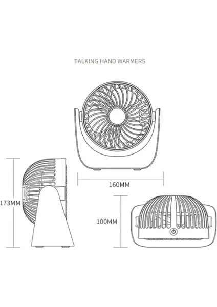 USB Şarj Edilebilir 360° Dönen 3 Hızlı Lı Fan (Yurt Dışından)