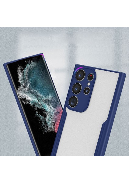 Samsung Galaxy S23 Ultra Kılıf Akav Parfe Kapak-Lacivert