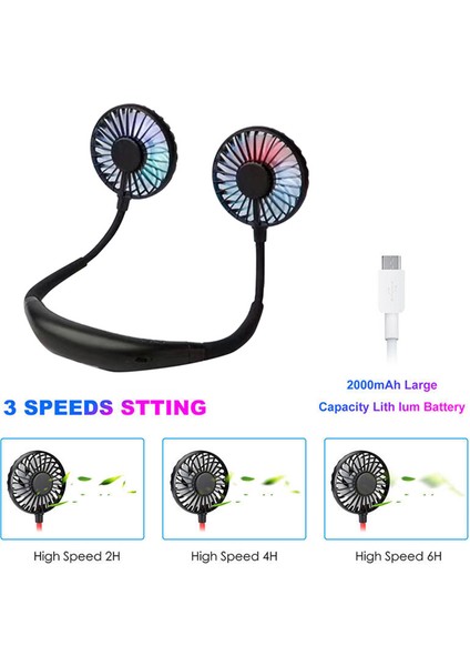 Çift Soğutmalı Taşınabilir USB Şarjlı Boyun Fanı (Yurt Dışından)
